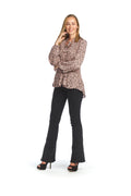 BLUSH Spotted Pleated Blouse with Tie Neck