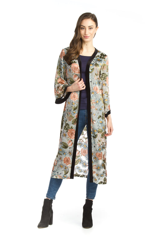 CREAM Floral Velvet Burnout Duster