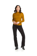 MUSTA Ribbed Stretch Mock Neck Top