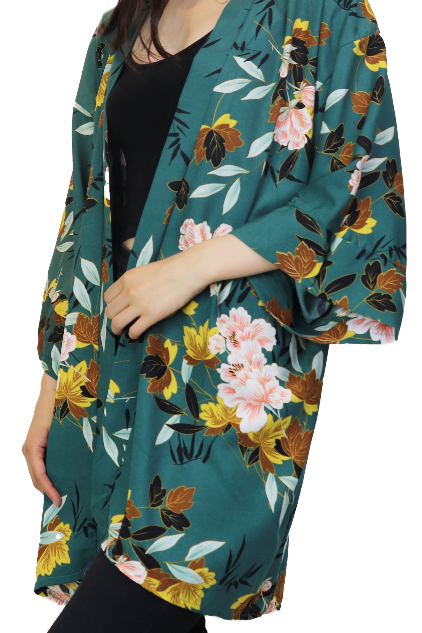 TEAL Floral Kimono Style Coverup