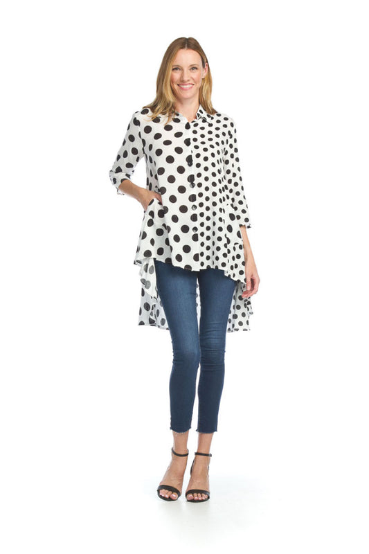 WHTBL A-Line Multi Polka Dot Blouse with Pockets