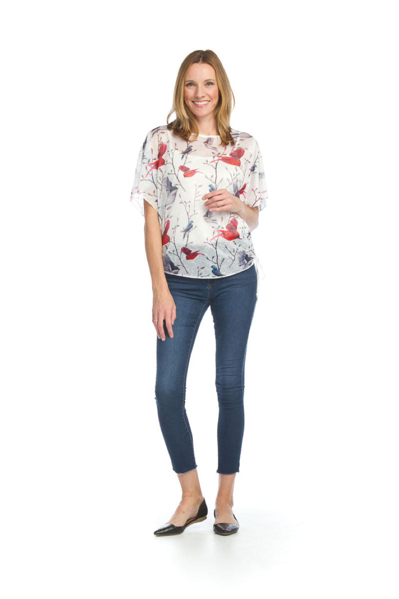 WHITE Floral Printed Blouse with Tie sides & Cami