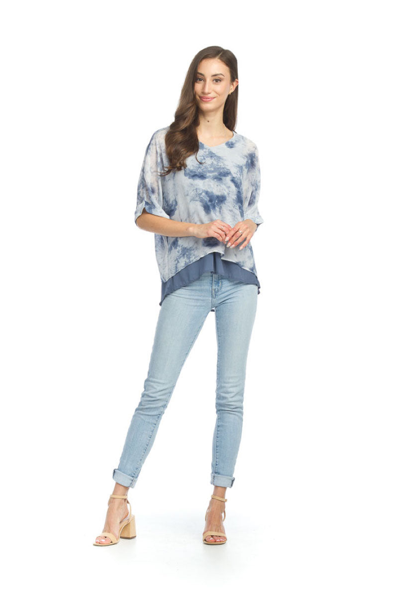 BLUE Watercolor Layered Blouse