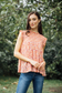 CORAL Ditsy floral Blouse with Ruffle Sleeves