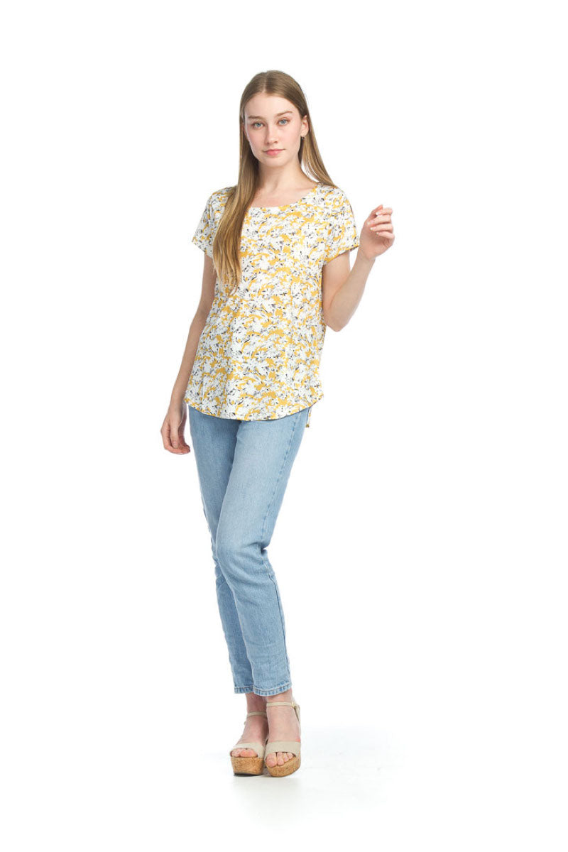 YELLO Floral Stretchy T Shirt