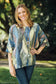 MULTI Cotton Abstract Oversized Blouse w Necklace