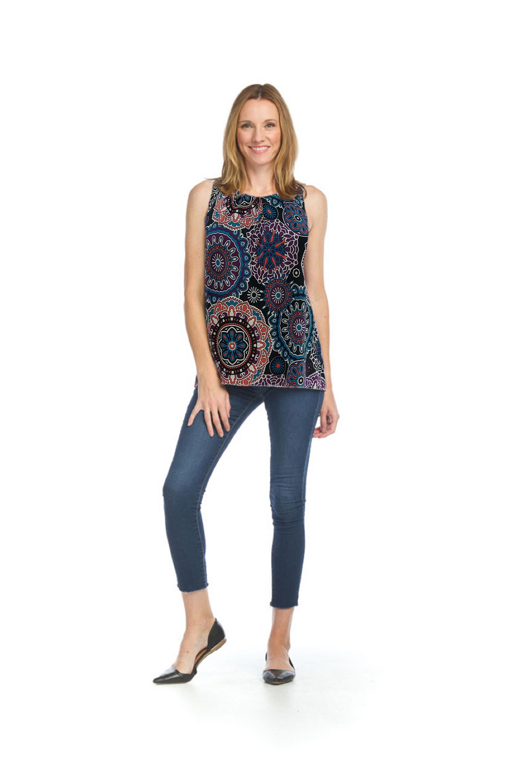 multi Medallion Stretch Pleat Blouse
