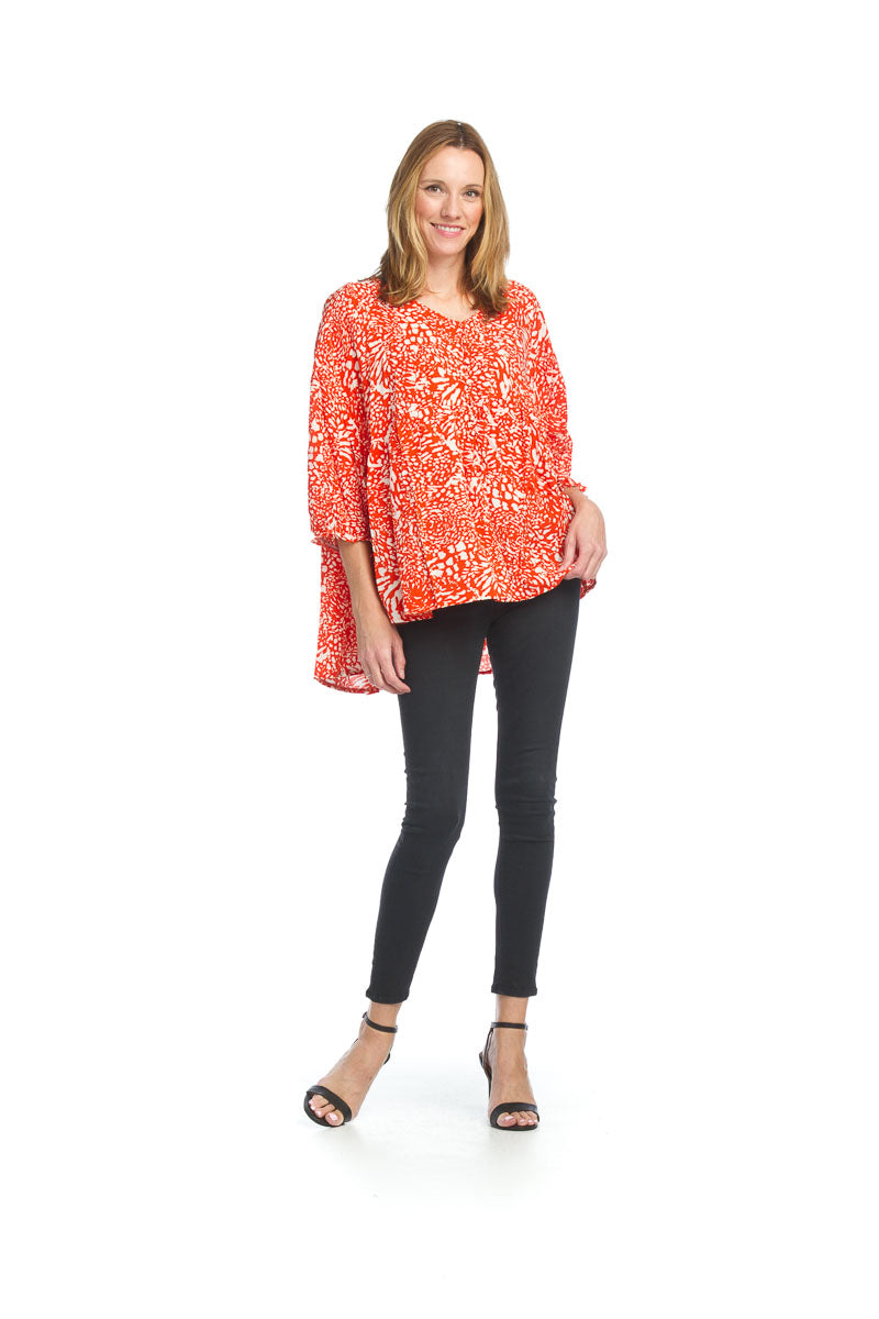 orange Animal Print Boho Blouse