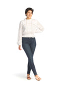 WHITE Embroidery & Pintucks Cotton Blouse