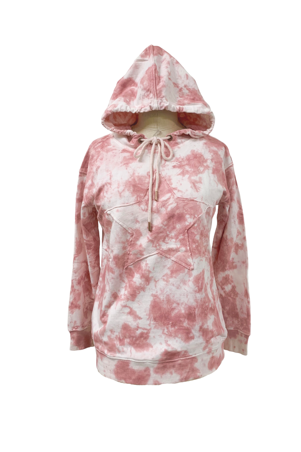 pink Tie Dey Hoody with Star Patch