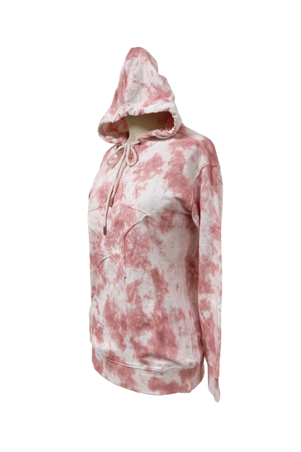 pink Tie Dey Hoody with Star Patch