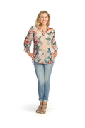 BLUSH Floral Tab Sleeve Blouse