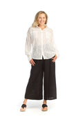 WHITE Burnout Oversized Collared Blouse