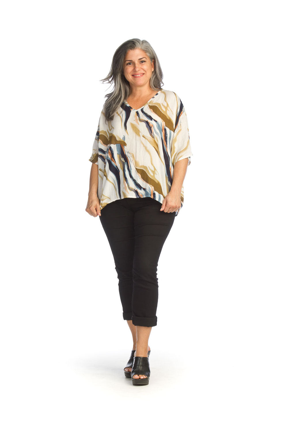 MULTI Marble Print Oversized Top