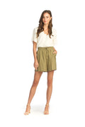CREAM Swiss Dot Short Sleeve Blouse with Lace Inset