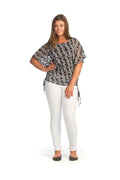 BLACK Stretch Printed Blouse with tie Sides & Cami