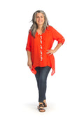 CORAL Tab Sleeve Tunic with Button Detail