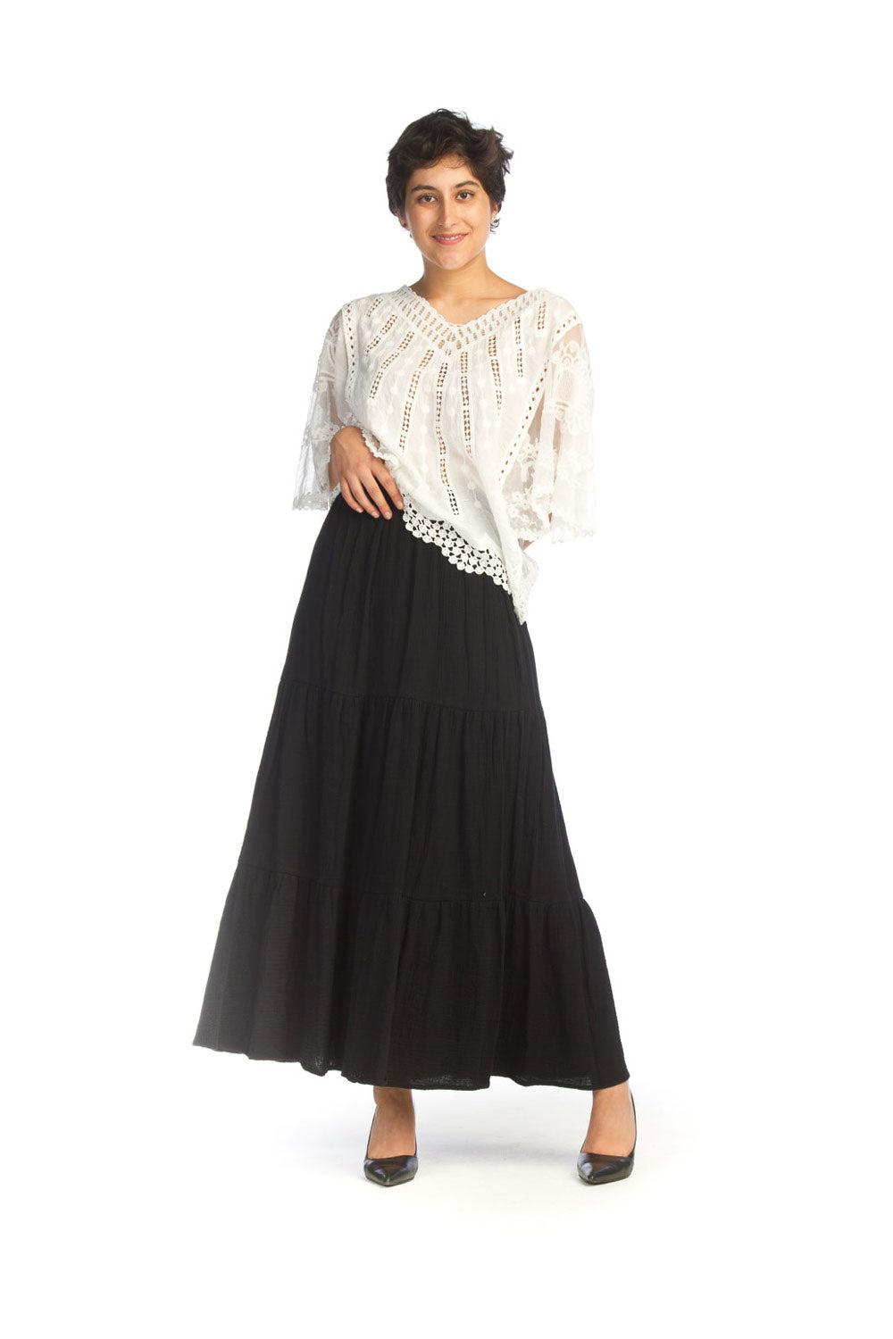 WHITE Cotton Embroidered & Lace Blouse
