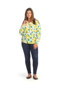 WHTYL Lemon Print Collared Button Front Blouse