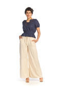 NAVY Crochet Blouse with Elastic Waist