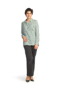 GREEN Ditsy Floral Collared Button Front Blouse