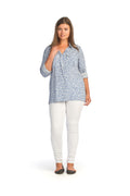 BLUE Ditsy Floral Collared Button Front Blouse