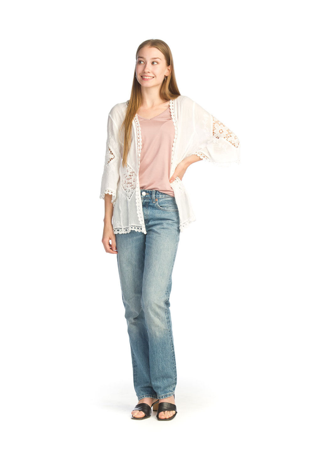 WHITE Cotton Embroidered Crochet Coverup