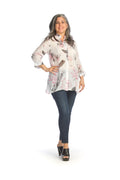 PINK Floral Pintuck Button Front Blouse