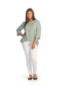 SAGE Spotted Cotton Blend Crossover Top w Button Detail