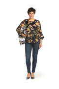 BLACK Floral Satin Look Layered Blouse