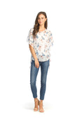 WHITE butterfly Overlay Blouse with Tie Sides