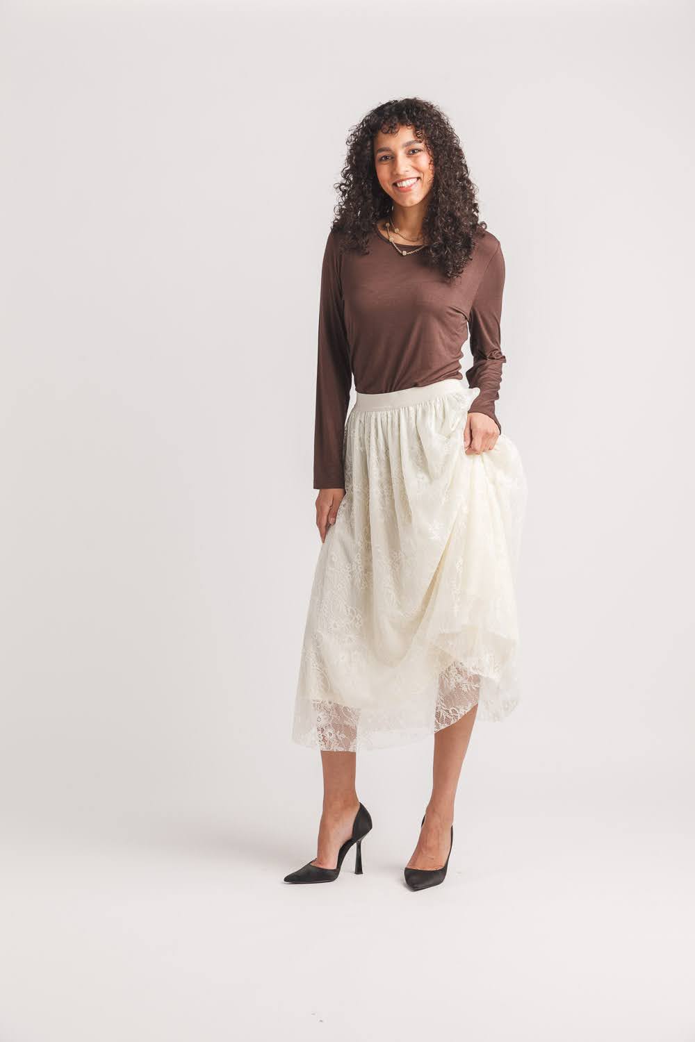 Lace Skirt with Elastic Waist