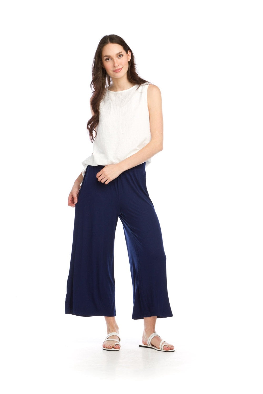 Stretch Knit Tank Top With Tie Hem