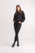 3D floral Knit Sweater with Rib Trim