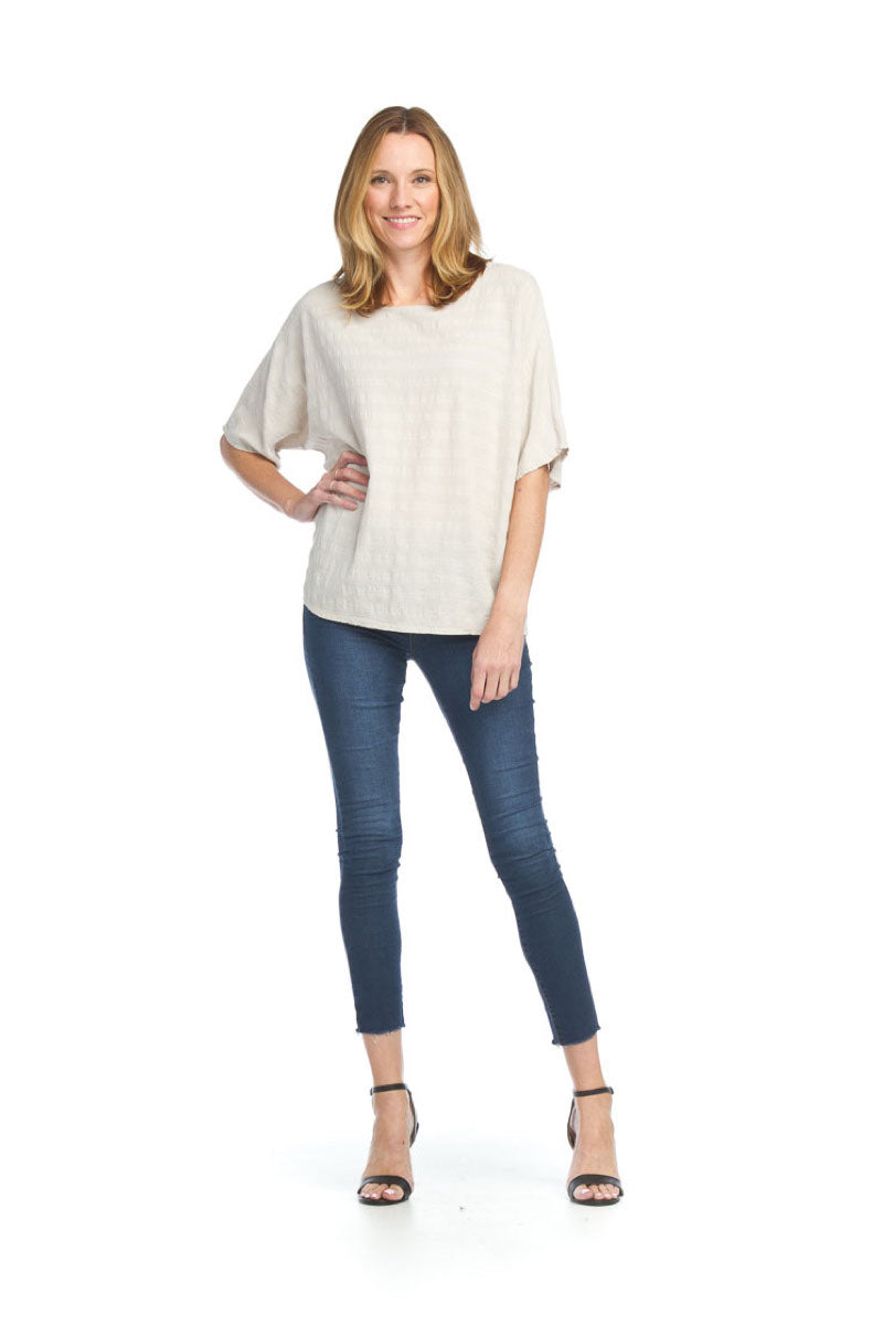 Beige Cotton Dolman Sleeve Blouse