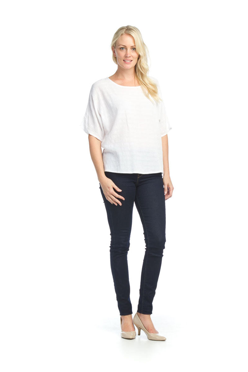 WHITE Cotton Dolman Sleeve Blouse