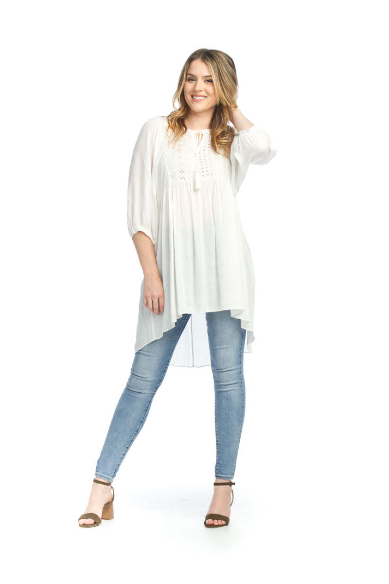 WHITE Bohemian Tunic with Eyelet Detail