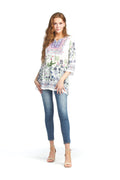 WHITE Embroidered Blouse with floral Border