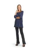 Navy Crinkle tunic with button Detail