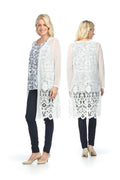 WHITE Mesh Lace Cardigan with Lace Detail