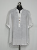 WHITE Short Sleeve Collared Blouse