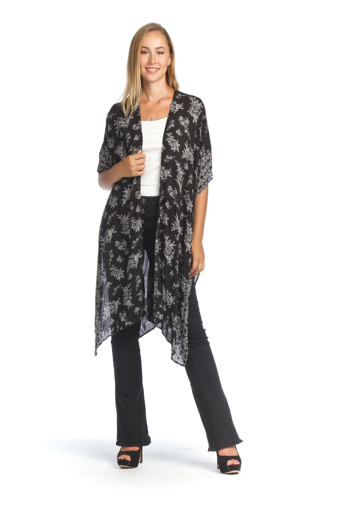 BLACK Floral Jaquard Coverup