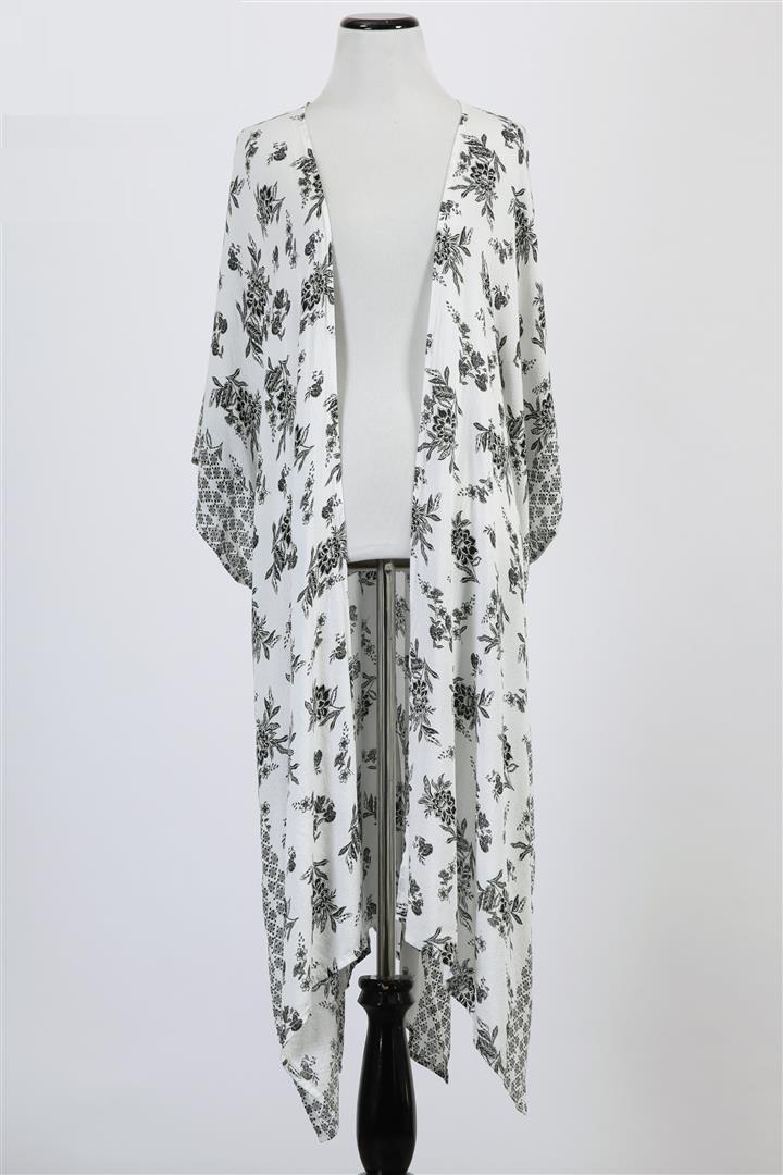 WHITE Floral Jacquard Coverup