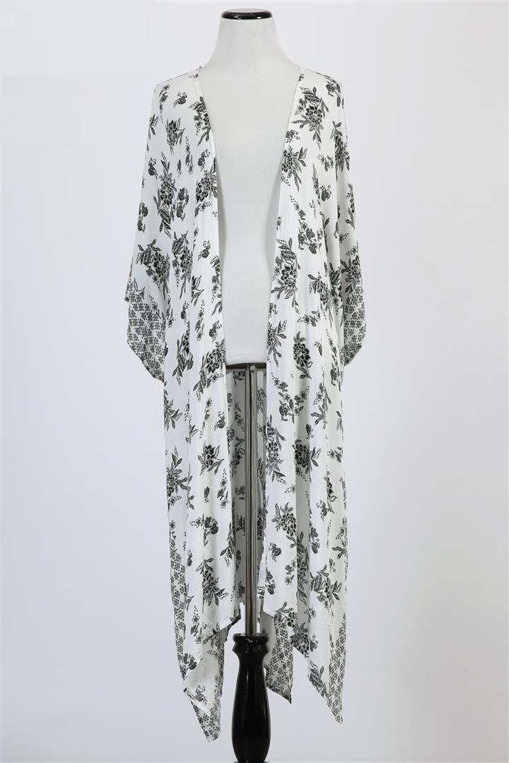 WHITE Floral Jaquard Coverup