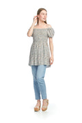 Sage Ditsy Floral Peasant Blouse