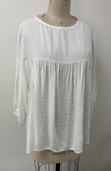 ivory Textured 3/4 Sleeve Blouse