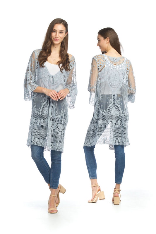 DENIM Geo Embroidered Coverup with Tie