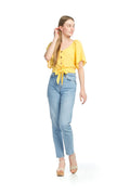 YELLOW Tie Front Cropped Top