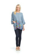 BLUE Striped & Polka Dot Oversized Blouse