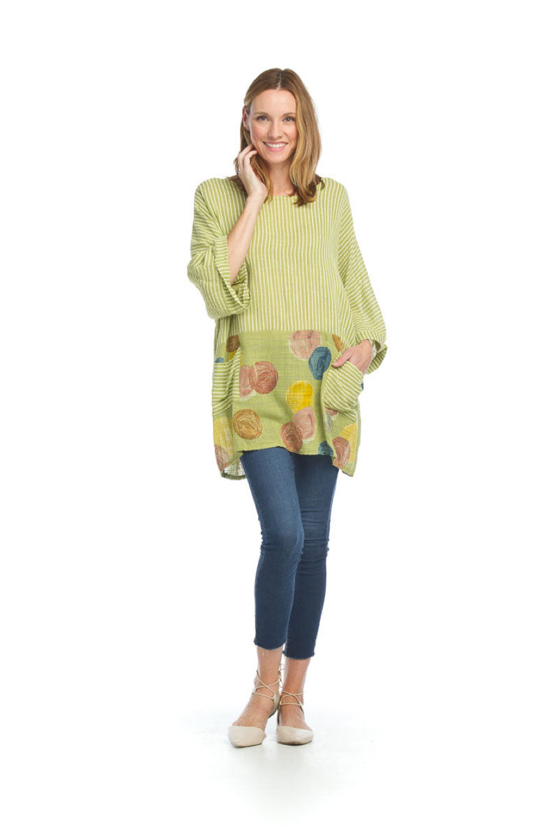 LIME Striped & Polka Dot Oversized Blouse